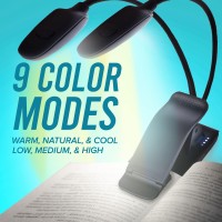 Ecologic Mart - Double Arm Rechargeable Book Light For Reading In Bed, Clip On Light For Reading Books With 9 Adjustable Reading Light Settings, 1200 Mah Portable Light Battery With Felt Case