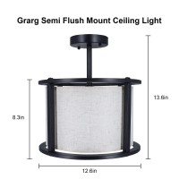 Grarg Semi Flush Mount Ceiling Light, Farmhouse Rustic Chandelier Ceiling Light Fixtures For Dining Room Hallway Entryway Bedroom Living Room, Black