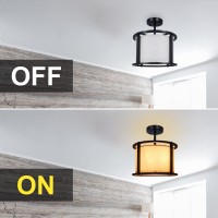 Grarg Semi Flush Mount Ceiling Light, Farmhouse Rustic Chandelier Ceiling Light Fixtures For Dining Room Hallway Entryway Bedroom Living Room, Black