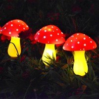 Abkshine New Upgraded Set Of 6 Red Solar Mushroom Lights Garden Outdoor Decor, 8 Modes Waterproof Mushroom Solar Lights For Garden Pathway Landscape Yard Easter Pathway Halloween Xmas Decorations