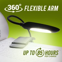 Ecologic Mart - Single Arm Rechargeable Book Light For Reading In Bed, Clip On Light For Reading Books With 9 Adjustable Reading Light Settings, 1200 Mah Portable Light Battery With Felt Case