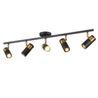 Fulesi Black 5 Lights Spot Fixture Matte Black Led Track Lighting Fixtures Modern Flush Mount Ceiling Light For Bedroom Living Room Kitchen Island