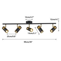 Fulesi Black 5 Lights Spot Fixture Matte Black Led Track Lighting Fixtures Modern Flush Mount Ceiling Light For Bedroom Living Room Kitchen Island