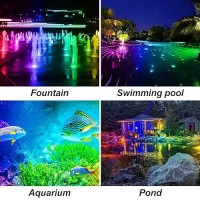 Crepow Solar Pond Lights 18 Led Super Bright Rgb Led Underwater Spotlights Color Changing Submersible Pond Lights Ip68 Waterpro