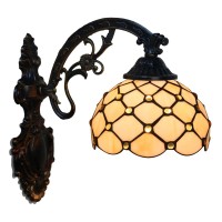 Woeunse Tiffany Wall Lamps & Sconces, 8 Inch Stained Glass Wall Light,Modern Dimmable Crystal Night Light For Living Room Bathroom Hallway Bedroom Bedside Lamp,Yellow