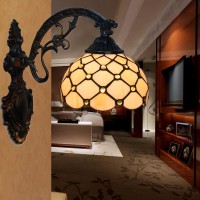 Woeunse Tiffany Wall Lamps & Sconces, 8 Inch Stained Glass Wall Light,Modern Dimmable Crystal Night Light For Living Room Bathroom Hallway Bedroom Bedside Lamp,Yellow