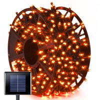 Jmexsuss 600 Led Orange Solar Halloween Lights 207 Ft Solar String Lights Outdoor Waterproof 8 Modes Orange Halloween Lights F