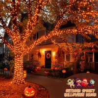 Jmexsuss 600 Led Orange Solar Halloween Lights 207 Ft Solar String Lights Outdoor Waterproof 8 Modes Orange Halloween Lights F