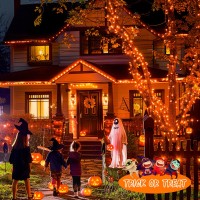 Jmexsuss 600 Led Orange Solar Halloween Lights 207 Ft Solar String Lights Outdoor Waterproof 8 Modes Orange Halloween Lights F