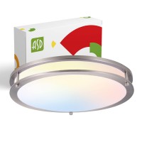 Asd Led 18 Inch Flush Mount Ceiling Light Fixture 28W 120V 2250Lm 3000K/4000K/5000K Switch Dimmable, Anti-Rust, Energy Star, Etl Listed Led Lights For Bedroom, Hallway Light Fixture Nickel