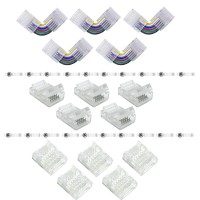 Enqimaoyi 6Pin Led Light Strip Connectors Kit Includes 5X Led Strip To Wire Connector,5X Led Strip To Strip Connector,5X L Shape Solderless Connector,20X Mounting Clips For Smd 5050 Rgbcct Led Strip