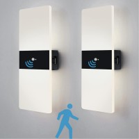 Ankboy Motion Sensor Wall Lights Battery Operated Led Wall Sconces Indoor Set Of 2 Rechargeable Wireless Magnetic Wall Lamp With Switch For Corridor Stairwell, Cold White 6000K