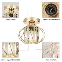 Semi Flush Mount Ceiling Light - Gold Light Fixture Flush Mount Light Metal Cage Close To Ceiling Light Fixtures Hallway Light Fixtures Ceiling For Bedroom Living Room Kitchen Bathroom Entryway