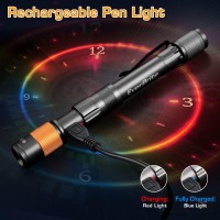 Everbrite Rechargeable Pen Light, 300 Lumens Edc Flashlight, Zoomable, Led Pocket Flashlight With Clip For Camping, Emergency. Black