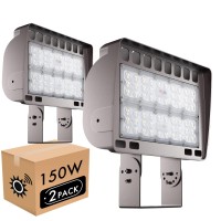 150W Led Outdoor Flood Parking Lot Light, 5000K Daylight White, 21000Lm Super Bright, Dusk To Dawn Photocell Sensors, Ip65 Waterproof Security Light For Gardens Yards (2 Pack)