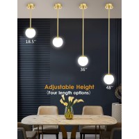 Aoceley Mid Century Gold Pendant Light 1 Light Globe Pendant Light, Adjustable Hanging Ceiling Light Fixture For Kitchen Island Dining Room Bedroom Hallway, G9 Bulb (Bulb Excluded)