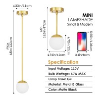 Aoceley Mid Century Gold Pendant Light 1 Light Globe Pendant Light, Adjustable Hanging Ceiling Light Fixture For Kitchen Island Dining Room Bedroom Hallway, G9 Bulb (Bulb Excluded)