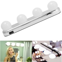 Yuecoom Portable 4 Led Makeup Lights, Cordless Rechargeable Vanity Mirror Light, Dressing Table Light, Makeup Wall Lamp Kit For Bathroom