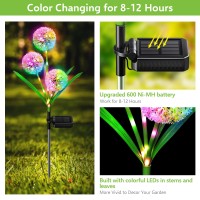 Bonlion Solar Lights Garden Decor 2 Pack Upgraded Decorative Dandelion With 72 Colorful Led Ip65 Waterproof Lights For Outdoo