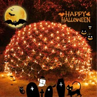 Jmexsuss 200 Led Orange Halloween Net Lights, 9.8Ft X 6.6Ft Connectable Thanksgiving Bush Lights With Remote, 8 Modes Plug In Net Lights Outdoor Mesh Lights Waterproof For Tree, Yard, Fence Decoration