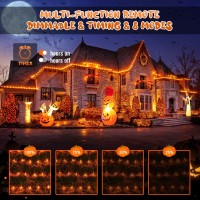 Jmexsuss 200 Led Orange Halloween Net Lights, 9.8Ft X 6.6Ft Connectable Thanksgiving Bush Lights With Remote, 8 Modes Plug In Net Lights Outdoor Mesh Lights Waterproof For Tree, Yard, Fence Decoration