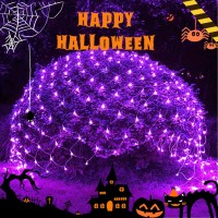 Jmexsuss 200 Led Purple Halloween Net Lights 98Ft X 66Ft Connectable Halloween Bush Lights With Remote 8 Modes Plug In Net L