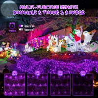 Jmexsuss 200 Led Purple Halloween Net Lights 98Ft X 66Ft Connectable Halloween Bush Lights With Remote 8 Modes Plug In Net L