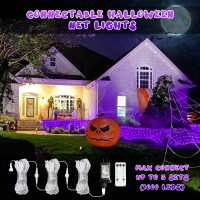 Jmexsuss 200 Led Purple Halloween Net Lights 98Ft X 66Ft Connectable Halloween Bush Lights With Remote 8 Modes Plug In Net L