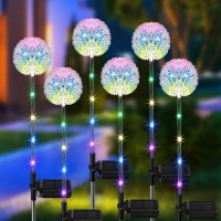 Bonlion Solar Garden Lights Outdoor Decor 6 Pack Solar Dandelion Garden Lights With Colorful 16 Led Waterproof Garden Decor Ou