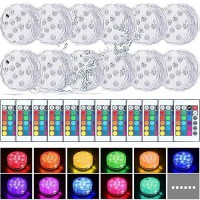 Mudder 12 Pack Submersible Led Lights With Remote Waterproof Pool Underwater Led Light Battery Operated Bathtub Light 16 Color C