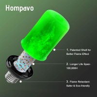 Hompavo Upgraded Led Flame Light Bulbs Green Flickering Light Bulbs With Upside Down Effect E26 Flame Bulb For Home Hallowee