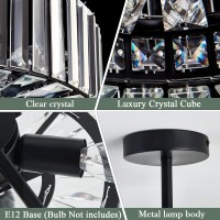 Piepooye 4 Lights Modern Crystal Chandelier Black Round Semi Flush Mount Ceiling Light Fixture Farmhouse Chandelier For Dinning