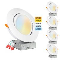 4-Pack] Procuru 6-Inch Gimbal Air-Tight Led 2700K-6000K Color Selectable, Rotate & Swivel Ultra-Thin Recessed Ceiling Downlight With J-Box, Dimmable, Ic Rated (V6Sl-Gb-4P)