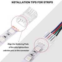 Flutesan Rgb Led Light Strip Connectors 20 Waterproof Led Adapter Connectors Transparent Solderless Led Light Strip Connectors For Strip Light Unwired Gapless Track Connector 5V 12V 24V (4 Pin, 10 Mm)