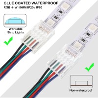 Flutesan Rgb Led Light Strip Connectors 20 Waterproof Led Adapter Connectors Transparent Solderless Led Light Strip Connectors For Strip Light Unwired Gapless Track Connector 5V 12V 24V (4 Pin, 10 Mm)