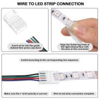 Flutesan Rgb Led Light Strip Connectors 20 Waterproof Led Adapter Connectors Transparent Solderless Led Light Strip Connectors For Strip Light Unwired Gapless Track Connector 5V 12V 24V (4 Pin, 10 Mm)