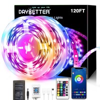 Daybetter Led Lights, Led Lights For Bedroom,Led Strip Lights 120Ft(2 Rolls Of 60Ft),App Remote Controlled Led Strip Lights Kits Music Sync Color Changing Timer Schedule For Party Kitchen Garden Yard