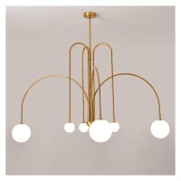 Led Modern Chandelier Lamp, Creative Ceiling Light Deco Fixtures Modern Glass Ball Pendant Lamp Living Room Dining Kitchen Home Light Decor,Modern Led Chandelier (Color : Golden-Small)