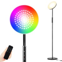 Rgbcw Led Floor Lamp, Upgraded 24W Super Bright Color Changing Sky Torchiere Floor Lamps For Living Room Bedroom With Remote, 2700K-6500K Dimmable Rgb Floor Light, Modern Music Sync Tall Standing Lamp