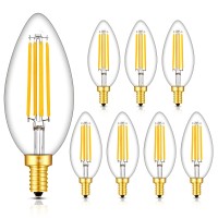 Crlight 6W Led Candelabra Bulb 70W Equivalent 700Lm Dimmable, 2700K Warm White, E12 Vintage Edison Enlarged B17 Clear Glass Decorative Chandelier Light Bulbs, Pack Of 6