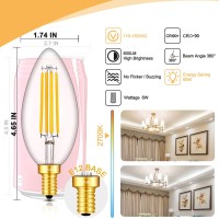 Crlight 6W Led Candelabra Bulb 70W Equivalent 700Lm Dimmable, 2700K Warm White, E12 Vintage Edison Enlarged B17 Clear Glass Decorative Chandelier Light Bulbs, Pack Of 6