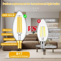 Crlight 6W Led Candelabra Bulb 70W Equivalent 700Lm Dimmable, 2700K Warm White, E12 Vintage Edison Enlarged B17 Clear Glass Decorative Chandelier Light Bulbs, Pack Of 6