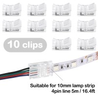 10 Packs Solderless Led Strip Connector Transparent Track Lighting Connectors Wire Strip Lights 164 Feet Led Strip For Led P