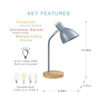 Lampwell Helle Office Desk Lamp For Home Office,Grey Adjustable Desk Lamp For Bedrooms,Wood Desk Lamp For Desk,Kids Desk Lamp For Girls,Student Desk Lamp For Dorm,9.69