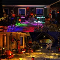 Jsot Halloween Solar Outdoor Lights Waterproof 7 Color Changing Yard Decor Light For Outside 9 Lighting Modes Auto Onoff Solar