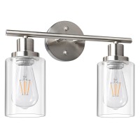 Unicozin Wall Sconces Set Of Two, Vanity Light Fixtures With Clear Glass Shade, Modern Wall Lights For Living Room, Bedroom, Kitchen, Hallway, Mirror, Matte Black, E26 Base (Bulbs Not Included)