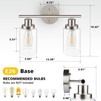 Unicozin Wall Sconces Set Of Two, Vanity Light Fixtures With Clear Glass Shade, Modern Wall Lights For Living Room, Bedroom, Kitchen, Hallway, Mirror, Matte Black, E26 Base (Bulbs Not Included)