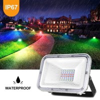 30W Led Rgb Flood Light, Dimmable Color Changing Spotlights With Remote Control, Ip67 Waterproof Outdoor Security Lights 16 Colors 4 Modes Decorative Lamp For Landscape Party Stage, 10 Pack