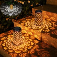 Jsot Christmas Solar Lanterns Outdoor Waterproof,2 Pack Halloween Hanging Lantern Decorative Metal Outdoor Lights For Backyard Porch Patio Table Yard Balcony Lawn Pathway Tree 2 Modes Warm/Cool White