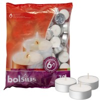 Bolsius Tea Lights Candles White - 70 Count Long Burn Smokeless Unscented Tealight Candles Bulk With Cotton Wicks - 6 Hour Burn - Small Votive Wax Tea Lights Candles For Party, Wedding, & Home Decor